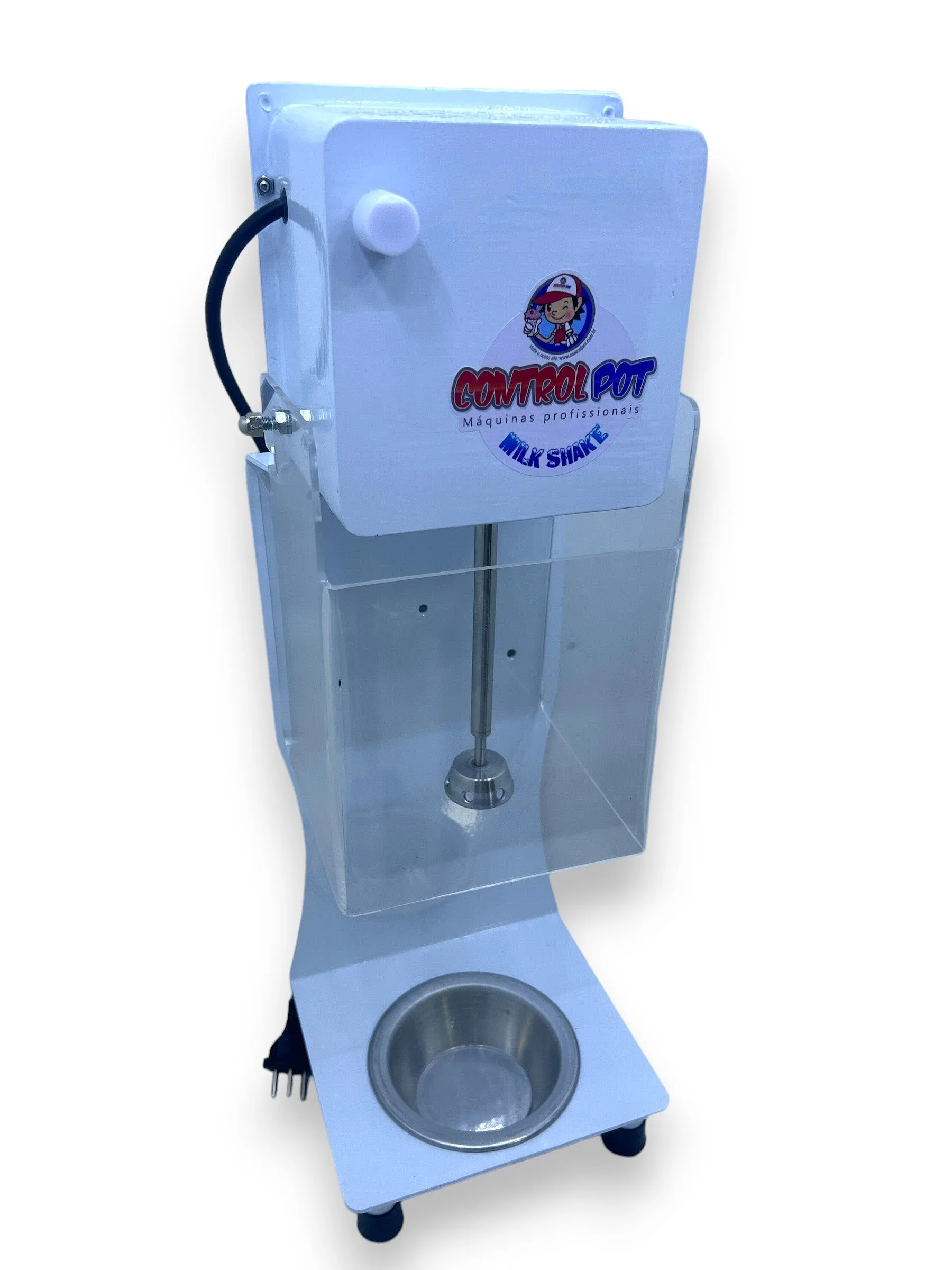 Máquina de Milk Shake CM 2014 Branca de Parede - 1500 Watts com Suporte Anti-Respingos em Acrílico
